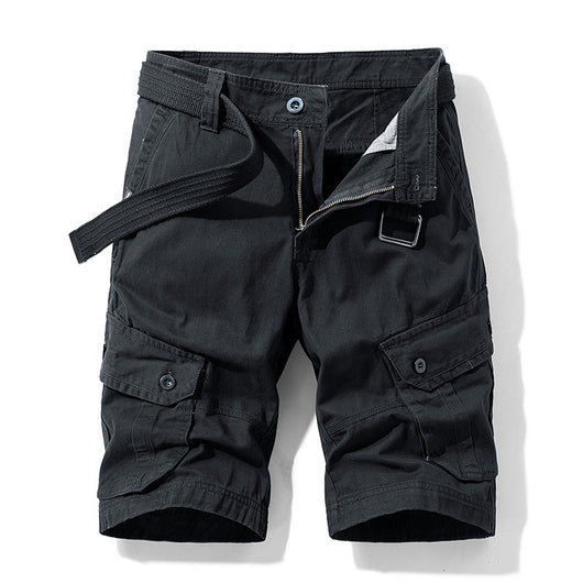 Pantalones Cortos Cargo Multibolsillos de Color Liso para Hombre - Image 8