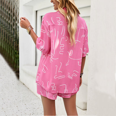 Conjunto de Verano para Mujer: Blusa Estampada y Shorts con Cordón - Image 2