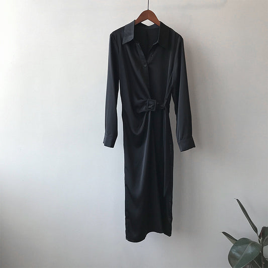 Vestido Camisero de Satén Estilo Coreano con Diseño Sofisticado - Image 2