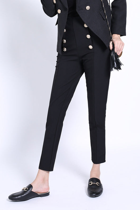 Pantalón Skinny Cropped Cintura Alta Efecto Reductor Negro y Blanco - Image 9