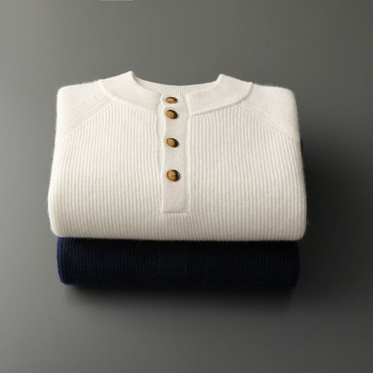 Suéter de Cachemira Cuello Medio Alto para Otoño e Invierno