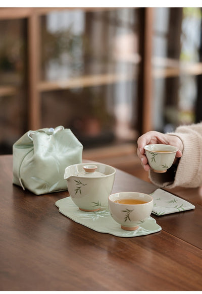 Juego de Té Portátil Bambú Pintado a Mano - Tetera y Taza Todo en Uno - Image 22