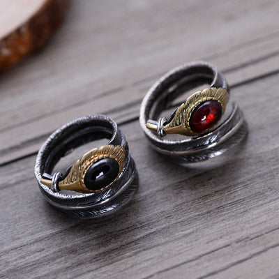 Anillo de Granate Vintage con Pluma Declarativa para Mujer - Image 8