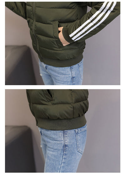 Chaqueta de Algodón Corta con Capucha - Abrigo Slim Fit para Invierno - Image 24