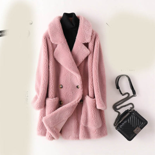 Abrigo de Lana Suelta Esquilada Largo para Mujer - Image 10