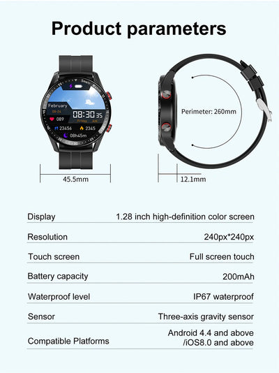 Reloj Inteligente ECG con Llamadas Bluetooth y Correa de Acero Inoxidable - Image 27