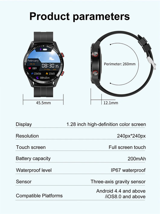 Reloj Inteligente ECG con Llamadas Bluetooth y Correa de Acero Inoxidable - Image 27
