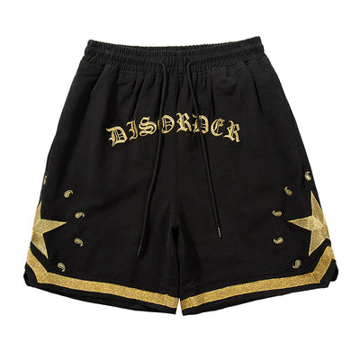 Shorts Militares de Lona Pesada con Bordado Dorado Floral - Image 2