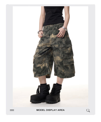 Pantalones Cargo Cortos Camuflaje Retro - Diseño Holgado Unisex con Múltiples Bolsillos - Image 2
