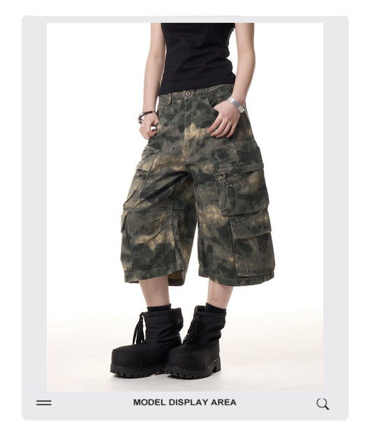Pantalones Cargo Cortos Camuflaje Retro - Diseño Holgado Unisex con Múltiples Bolsillos - Image 2