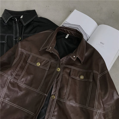 Chaqueta de Cuero PU para Motocicleta Mujer con Bolsillos Grandes y Costuras Topstitched - Image 27