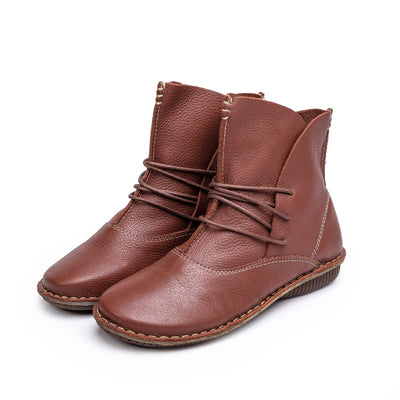 Botas Retro de Cuero Genuino para Mujer - Estilo Bosque Clásico - Image 10