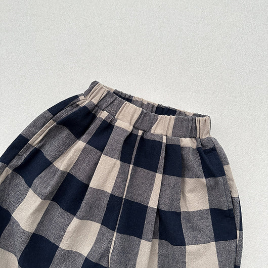Pantalones Capri Cuadros Azul Retro para Niños - Image 17