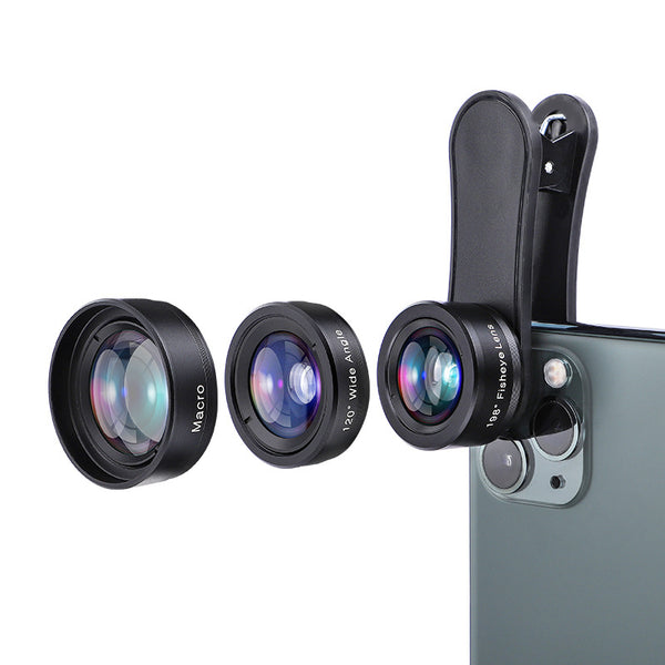 Lente Triple para Móvil: Gran Angular, Macro y Ojo de Pez