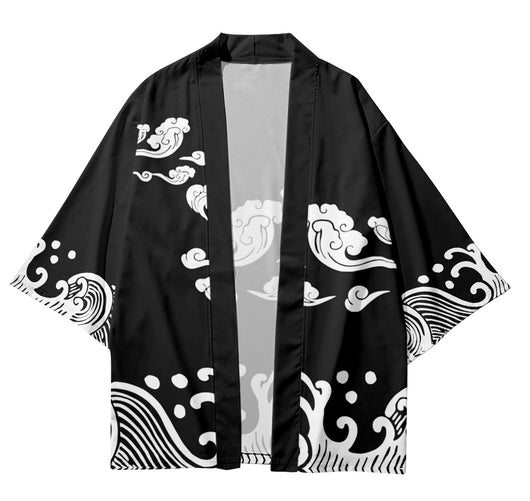 Cardigan Robe Hombre Manga Tres Cuartos con Elemento Nube Auspiciosa - Image 8
