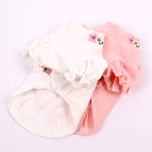 Ropa para Mascotas en Algodón con Mangas Abullonadas y Diseño de Perrito Bordado - Image 3