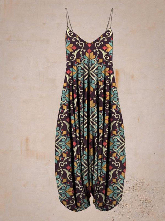 Jumpsuit Holgado con Estampado Étnico y Tirantes para Playa - Talla Plus - Image 12