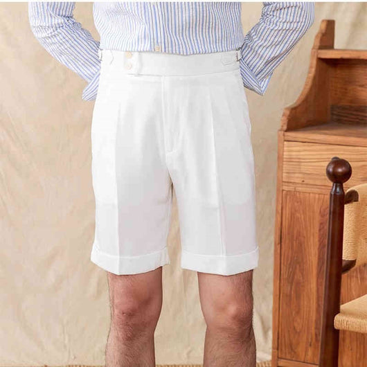 Pantalones Cortos Casuales Napoli de Doble Pliegue para Hombre - Estilo Británico - Image 4