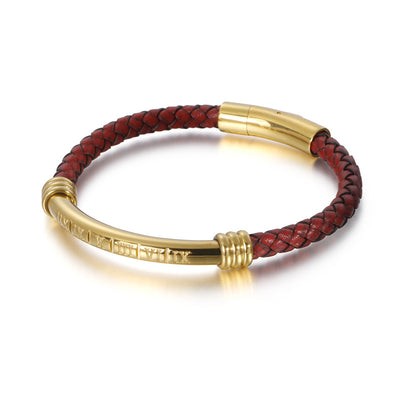 Pulsera de Cuero Trenzado para Hombre con Acero Inoxidable - Image 4