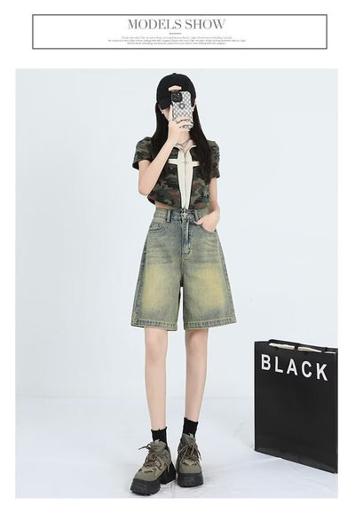 Shorts Denim Retro Lavado para Mujer - Estilo Casual Versátil - Image 10