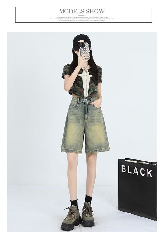 Shorts Denim Retro Lavado para Mujer - Estilo Casual Versátil - Image 10