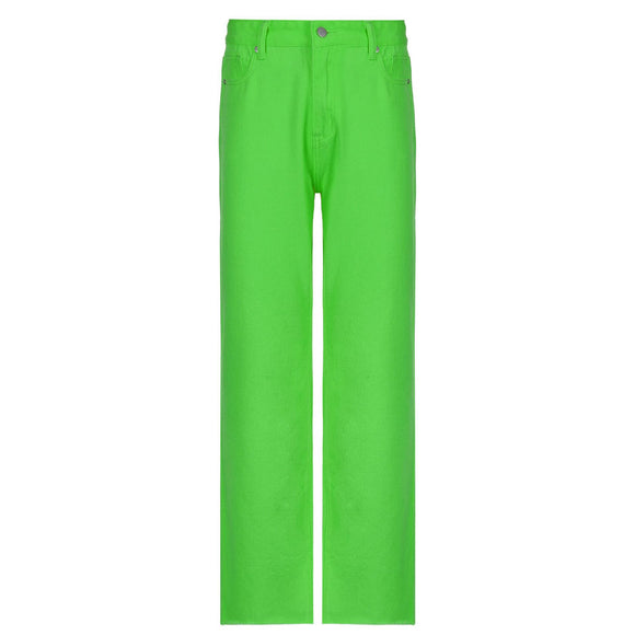 Calça Reta de Cintura Alta em Cores Candy para Mulheres
