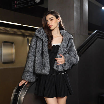 Chaqueta Cálida de Cuello Solapa con Pelaje para Mujer - Image 4