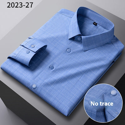 Camisa Manga Larga Rayada de Fibra de Bambú Premium sin Costuras para Hombre - Image 13