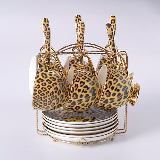 Juego de Taza y Platillo de Porcelana Fina con Diseño Leopardo - Image 13