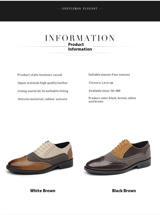 Zapatos de Cuero Brogue Puntiagudos para Hombre Talla Grande - Image 9