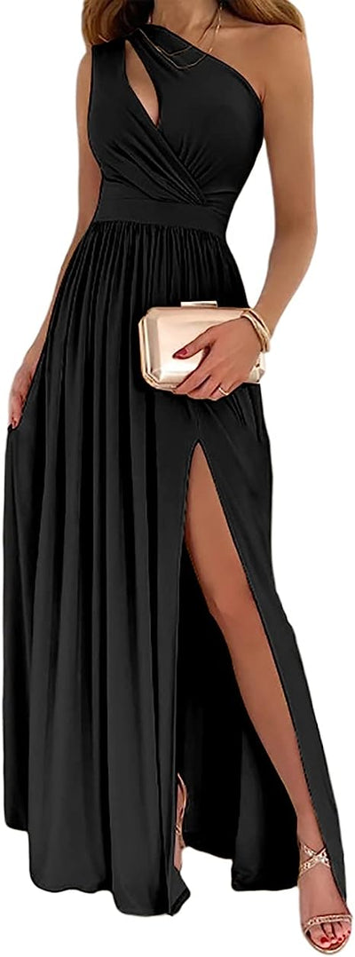 Vestido Maxi Elegante con Abertura Alta y Escote Asimétrico - Image 15