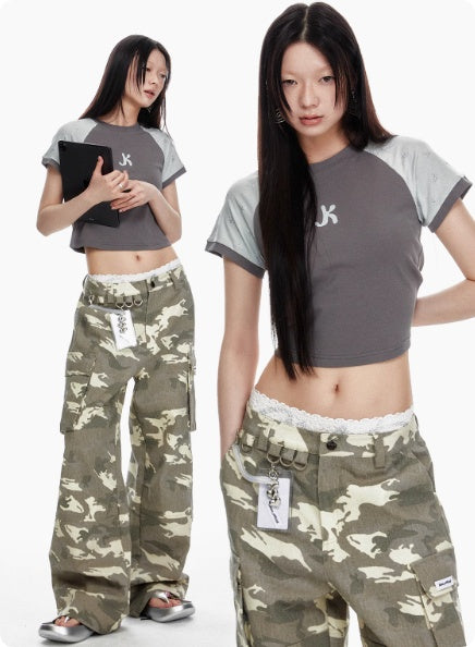 Pantalones Vaqueros Camuflaje Desteñido con Múltiples Bolsillos y Efecto Gastado - Image 6