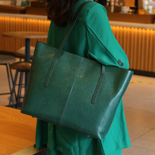 Bolso Tote de Cuero Encerado para Mujer - Bolsa de Hombro Elegante y Versátil - Image 9