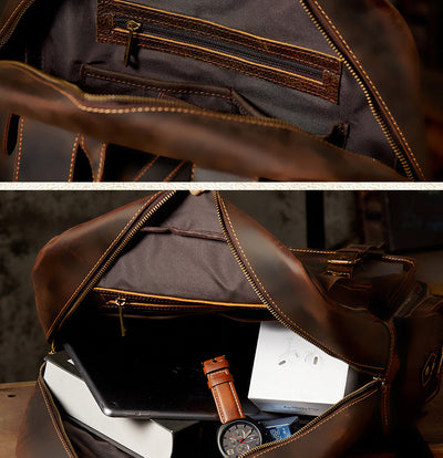 Mochila de Cuero Crazy Horse Retro para Viajeros Modernos - Image 11