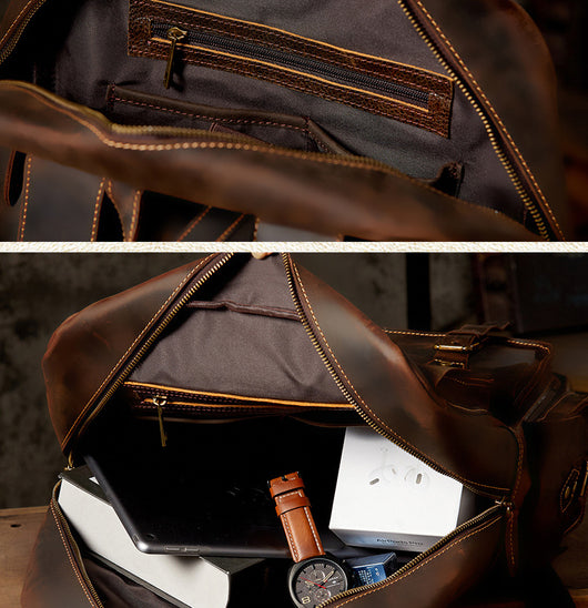 Mochila de Cuero Crazy Horse Retro para Viajeros Modernos - Image 11