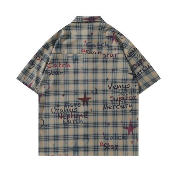 Camisa de Cuadros Manga Corta con Degradado para Hombre