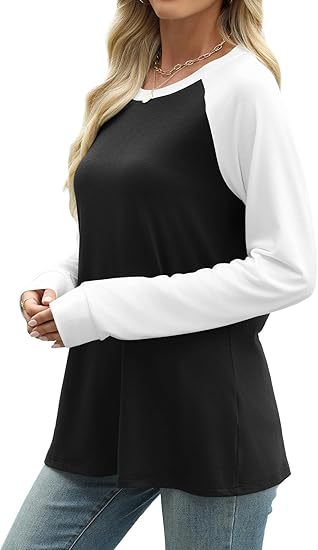 Camiseta Manga Larga Combinada Casual Cuello Redondo Multiuso - Image 9