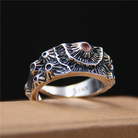 Anillo de Plata Esterlina con Diseño Cráter para Hombre - Image 5