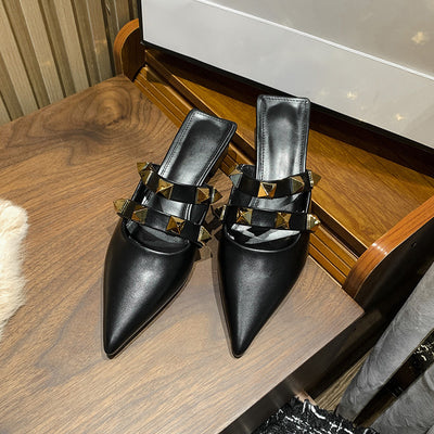 Sandalias Tipo Baotou con Tacón Grueso y Punta Afilada para Mujer - Image 3