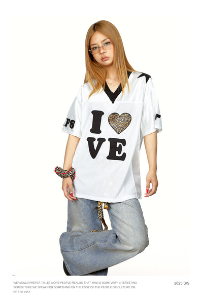 Playera Mujer Cuello V Leopardo con Splicing - Manga Corta - Image 19