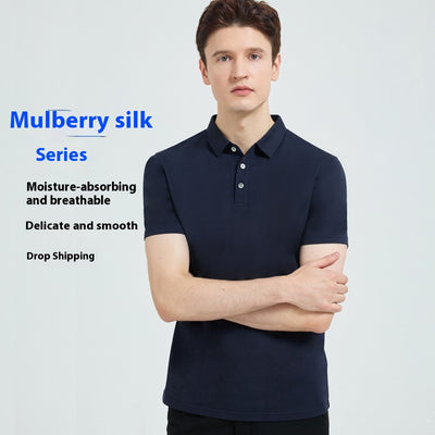 Polo de Seda Morera para Hombre - Camiseta Casual de Manga Corta