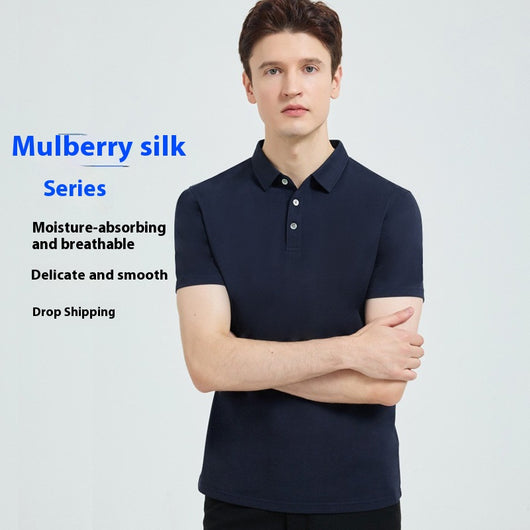 Polo de Seda Morera para Hombre - Camiseta Casual de Manga Corta