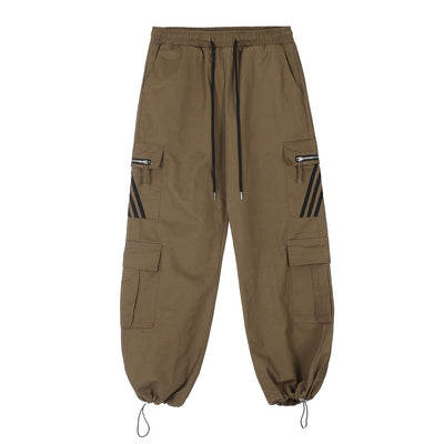 Pantalones Cargo Sueltos Multi-bolsillos Three Bars para Hombre - Image 8