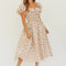 Falda Larga Estampada de Cintura Alta con Mangas Abullonadas Reductoras