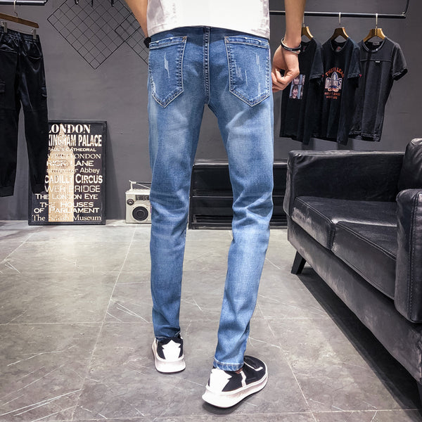 Pantalones Denim Slim Stretch Estilo Coreano para Hombre - Verano Casual
