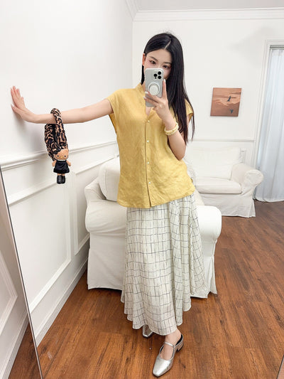 Blusa Lino Puro Cuello V Sin Mangas - Estilo Old Money Minimalista - Image 31