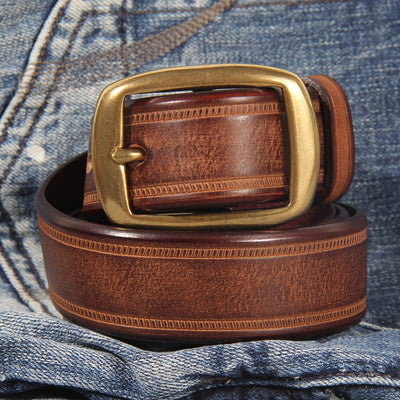 Cinturón de Cuero Genuino para Hombre con Hebilla de Pasador Estilo Vintage - Image 8