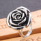 Anillo de Plata 925 Tallado Tridimensional con Diseño Vintage y Rosa Natural