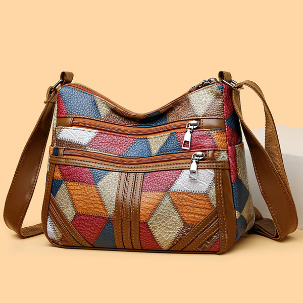 Bolso Bandolera Multicolor con Diseño de Parches Geométricos