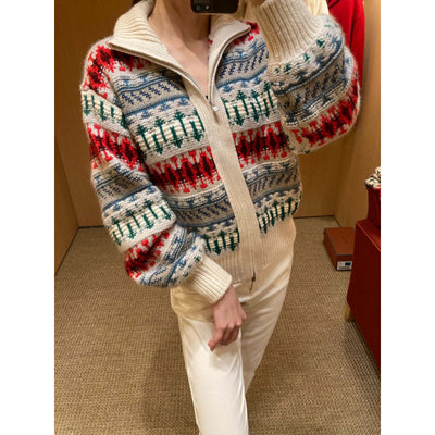 Suéter de Lana Tejido Jacquard Grueso Estilo Retro para Mujer - Image 6